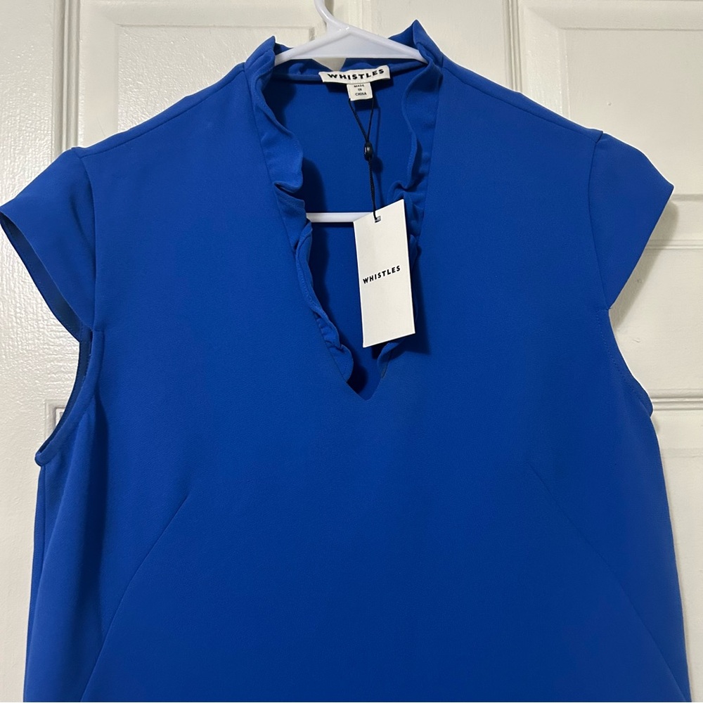 NWT Whistles Federica Crepe Dress in Blue Size 4 - Needs Cleaning - Picture 6 of 16